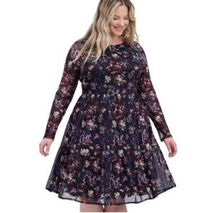 Torrid Ruffled Mini Dress - Mesh Floral Black